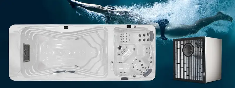 Exemple de spa de nage équipé d'une turbine de nage