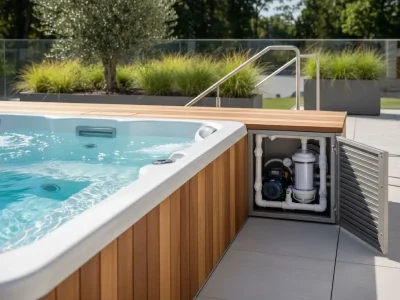 Filtre à cartouche et système de filtration installé à côté d’un spa